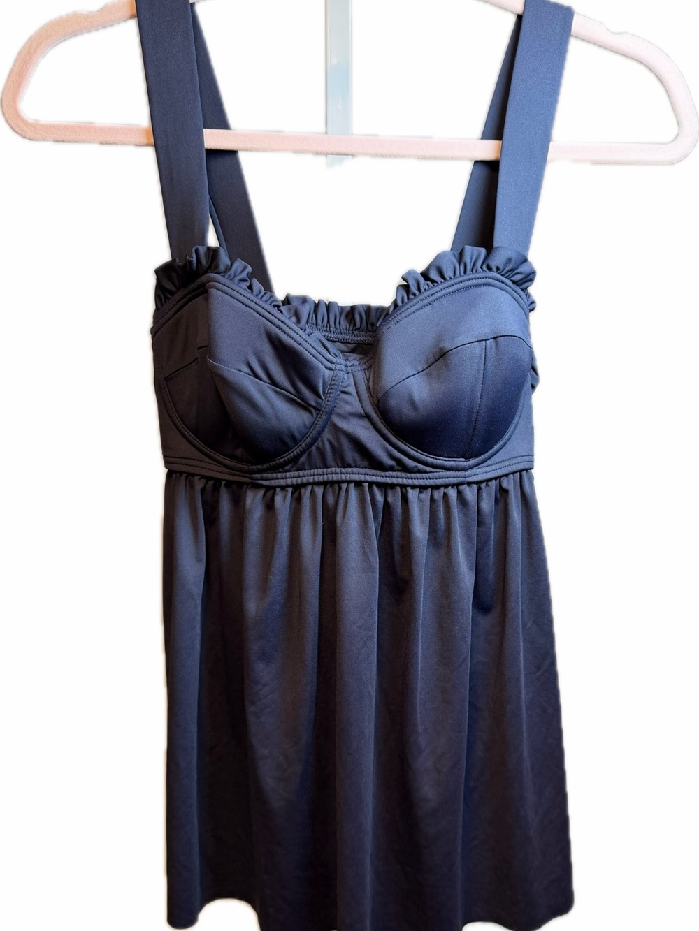 Michael Kors Navy Ruffle-Trim Empire tankini
